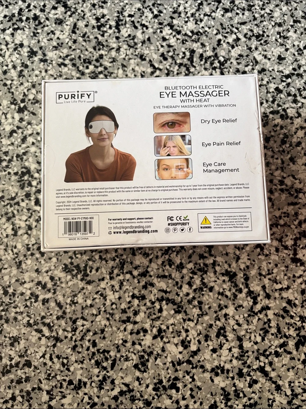 Purify Bluetooth Electric Eye Massager with Heat - White
